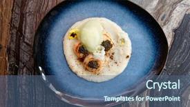  Presentation with caviar - PPT theme having violet fries - grilled scallops with caviar background and a ocean colored foreground