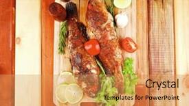  Presentation with food fish - Amazing PPT layouts having violet fries - healthy food two fried sea backdrop and a  colored foreground
