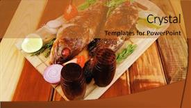  Presentation with healthy food - Presentation theme featuring violet fries - healthy food two fried sea background and a  colored foreground