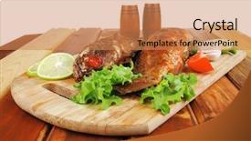  Presentation with food fish - Theme featuring violet fries - healthy food two fried sea background and a  colored foreground