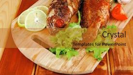  Presentation with healthy food - Colorful slides enhanced with violet fries - healthy food two fried sea backdrop and a  colored foreground