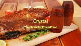  Presentation with healthy food - Theme featuring violet fries - healthy food two fried sea background and a  colored foreground