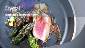  Presentation with tuna fish - Audience pleasing slide deck consisting of violet fries - modern fried tuna fish filet backdrop and a  colored foreground