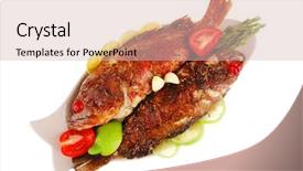  Presentation with sea - Beautiful presentation theme featuring violet fries - roasted sea fish on plate backdrop and a lemonade colored foreground