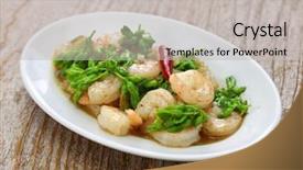  Presentation with shrimp - PPT layouts with violet fries - stir-fried tonkin jasmin flowers background and a  colored foreground