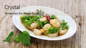  Presentation with shrimp - PPT layouts enhanced with violet fries - stir-fried tonkin jasmin flowers background and a  colored foreground