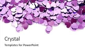  Presentation with confetti - PPT theme with violet hearts in the form background and a white colored foreground