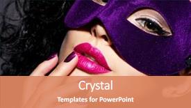  Presentation with black women beautiful woman - PPT theme having violet mask on face purple background and a coral colored foreground