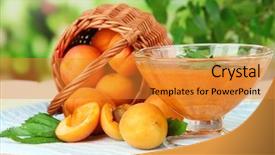  Presentation with apricot - Beautiful presentation design featuring violet mint - apricot jam in glass bowl backdrop and a gold colored foreground