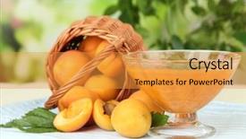  Presentation with apricot - PPT theme having violet mint - apricot jam in glass bowl background and a gold colored foreground