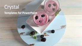  Presentation with smoothie - Colorful presentation theme enhanced with violet mint - delicious berry smoothie with blackberries backdrop and a gray colored foreground