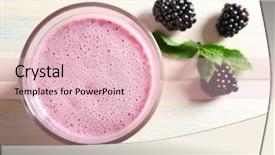  Presentation with acai berry smoothie bowl - PPT theme enhanced with violet mint - delicious berry smoothie with blackberries background and a lemonade colored foreground
