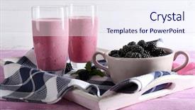  Presentation with acai berry smoothie bowl - Cool new slide deck with violet mint - delicious berry smoothie with blackberries backdrop and a sky blue colored foreground