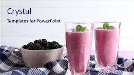  Presentation with acai berry smoothie bowl - Audience pleasing slide deck consisting of violet mint - delicious berry smoothie with blackberries backdrop and a sky blue colored foreground