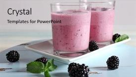  Presentation with acai berry smoothie bowl - Amazing presentation design having violet mint - delicious berry smoothie with blackberries backdrop and a soft green colored foreground