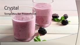  Presentation with smoothie - Presentation design featuring violet mint - delicious berry smoothie with blackberries background and a coral colored foreground