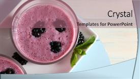  Presentation with acai berry smoothie bowl - Presentation design enhanced with violet mint - delicious berry smoothie with blackberries background and a coral colored foreground