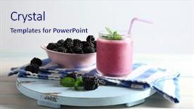  Presentation with smoothie - PPT layouts enhanced with violet mint - delicious berry smoothie with blackberries background and a sky blue colored foreground