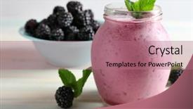  Presentation with smoothie - Amazing slide set having violet mint - delicious berry smoothie with blackberries backdrop and a coral colored foreground