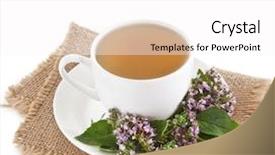  Presentation with herbal - PPT layouts consisting of violet mint - herbal tea with origanum isolated background and a white colored foreground