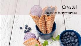  Presentation with ice cream cones - Slide set consisting of violet mint - homemade blueberry ice cream background and a lemonade colored foreground