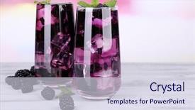  Presentation with blackberry - Slides with violet mint - tasty cool blackberry lemonade background and a sky blue colored foreground
