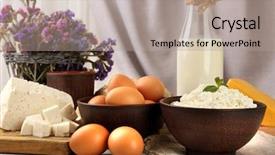  Presentation with dairy products - Amazing presentation theme having violet mint - tasty dairy products with bread backdrop and a light gray colored foreground