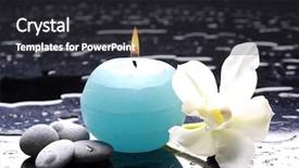  Presentation with blue drops - Slides consisting of violet orchids and blue candle background and a dark gray colored foreground