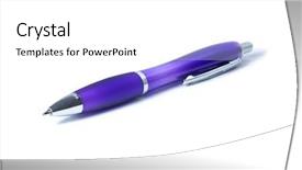  Presentation with writing pen - Presentation consisting of violet pen for writing isolated on white background and a white colored foreground