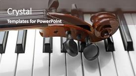  Presentation with piano - Beautiful slide set featuring violin and piano close up backdrop and a tawny brown colored foreground