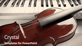  Presentation with piano - PPT theme having violin and piano close up background and a wine colored foreground