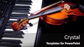  Presentation with piano - PPT theme having violin and piano keys on black background and a black colored foreground