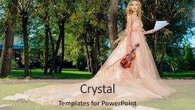  Presentation with music sheets - Presentation design featuring violin and sheets music background and a lemonade colored foreground