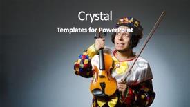  Presentation with clown - Amazing presentation design having violin clown player in musical backdrop and a dark gray colored foreground