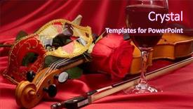  Presentation with instrument - Amazing theme having violin fiddle theater mask glass backdrop and a crimson colored foreground