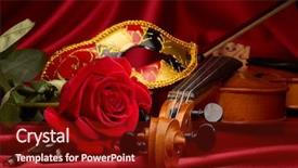  Presentation with instrument - Theme enhanced with violin fiddle theater mask background and a tawny brown colored foreground
