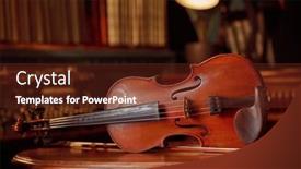  Presentation with retro - Cool new PPT theme with violin-in-retro-style backdrop and a tawny brown colored foreground