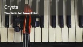  Presentation with piano - PPT layouts having violin-neck-on-piano-keys background and a dark gray colored foreground
