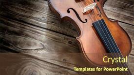  Presentation with music poster - Slide set enhanced with violin-on-wood-background background and a tawny brown colored foreground