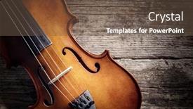  Presentation with music poster - PPT theme featuring violin-on-wooden-background background and a tawny brown colored foreground