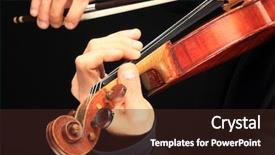  Presentation with golf player playing - Slides with violin player close up background and a tawny brown colored foreground