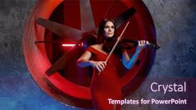  Presentation with interior - Presentation theme with violin-player-performing-solo-over background and a wine colored foreground