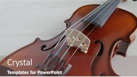 Presentation with bridge - Cool new PPT theme with violin-string-and-bridge-close backdrop and a tawny brown colored foreground