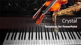  Presentation with piano - Colorful PPT theme enhanced with violin with saxophone and piano closeup backdrop and a wine colored foreground