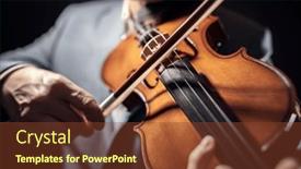  Presentation with classical music - Presentation theme enhanced with violinist-player-musician-in-orchestra background and a tawny brown colored foreground
