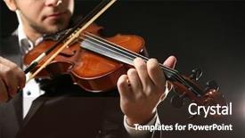  Presentation with performance - Beautiful slide deck featuring violinist's performance on black background close up backdrop and a tawny brown colored foreground