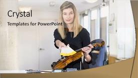  Presentation with music classic - Cool new presentation theme with violinist sitting behind the counter backdrop and a  colored foreground
