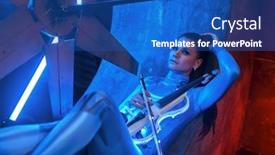  Presentation with industrial turbine - Presentation theme having violinist-with-instrument-on-industrial background and a teal colored foreground