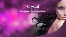  Presentation with vip - Audience pleasing PPT theme consisting of vip - glamorous brunette beauty on fantasy backdrop and a violet colored foreground