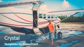  Presentation with role play woman and man - Amazing slide set having vip airport - happy man gets backdrop and a ocean colored foreground